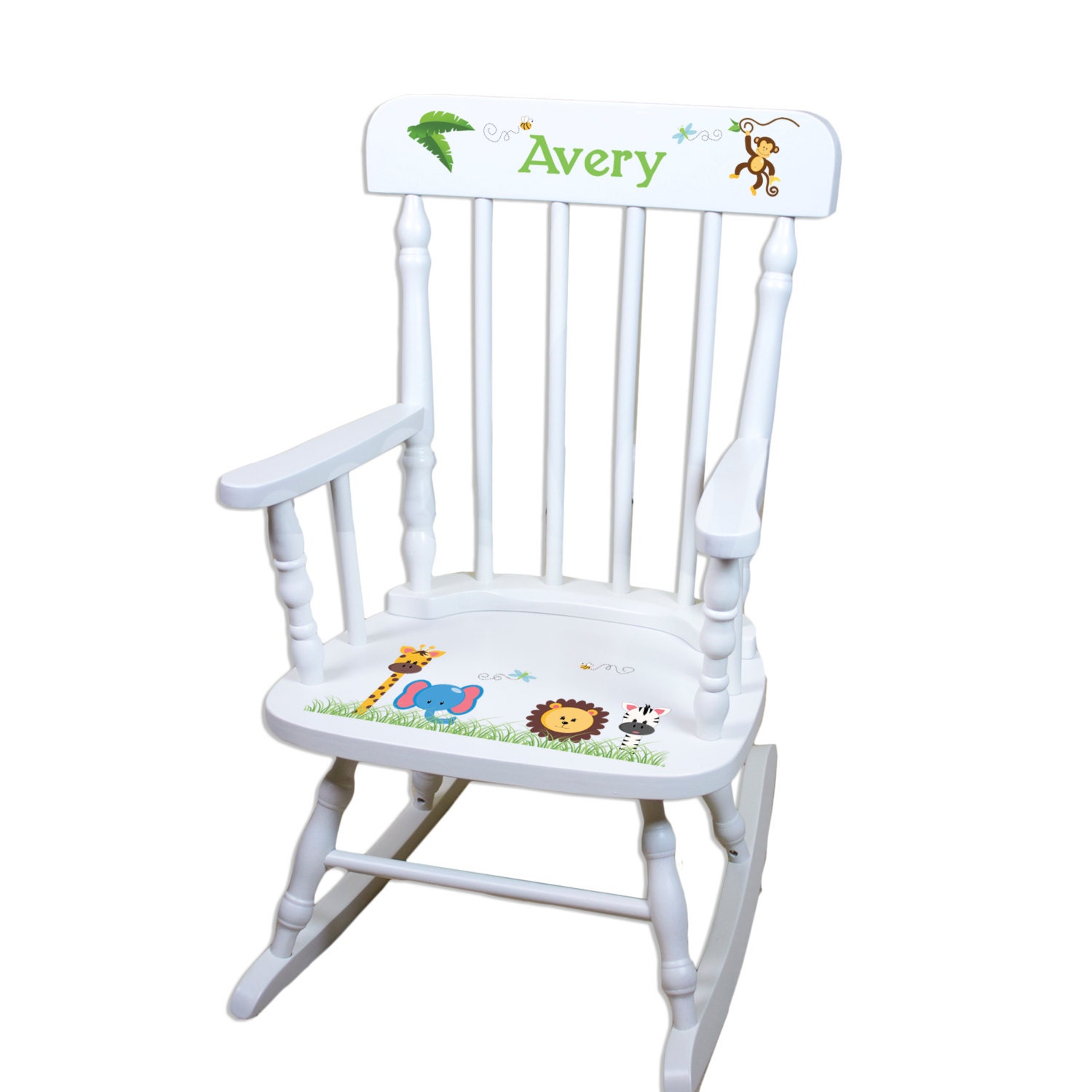 Personalized Jungle Animal Rocking Chair Toddler Baby Boy Etsy