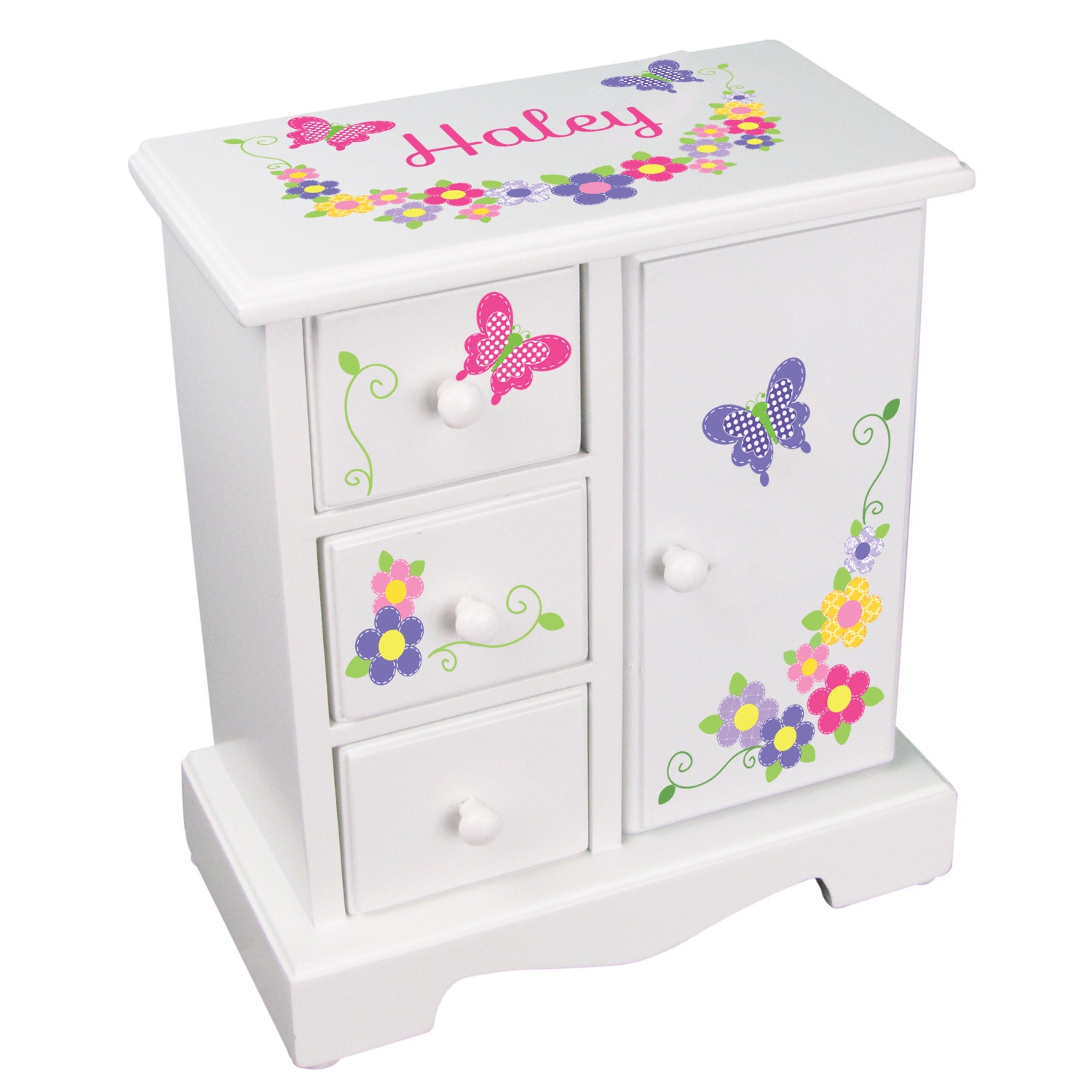 Personalized Butterfly Jewelry Box Girl's Custom Armoire Etsy