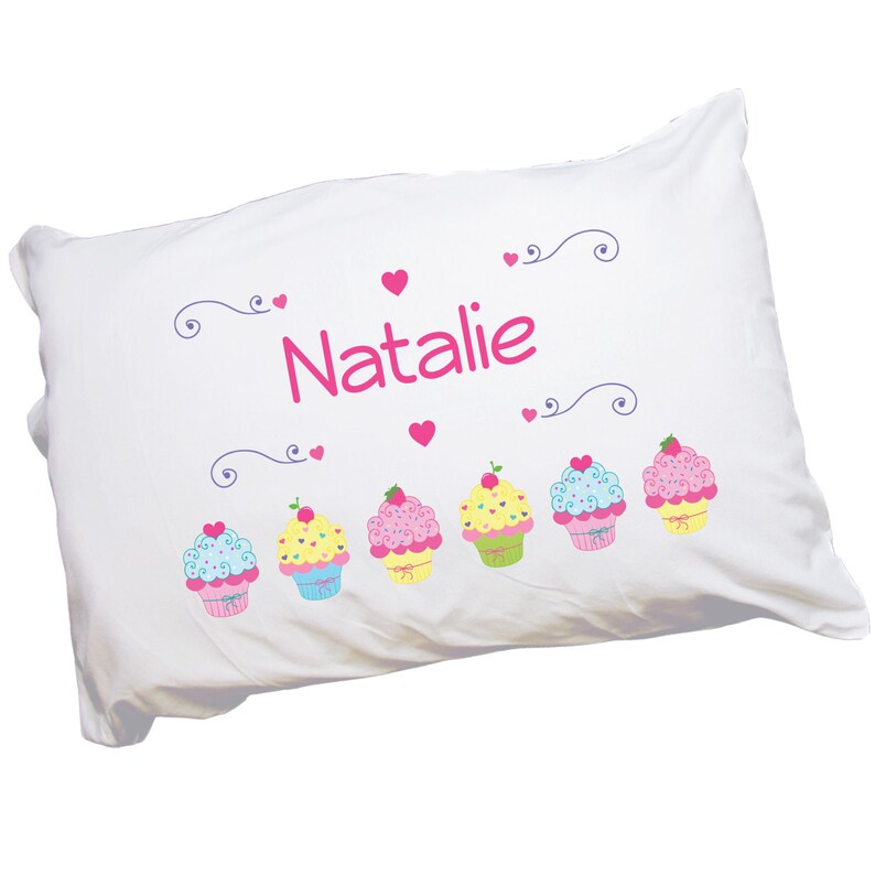 Girl S Personalized Pillowcase Custom Cupcake Pillow Case Etsy