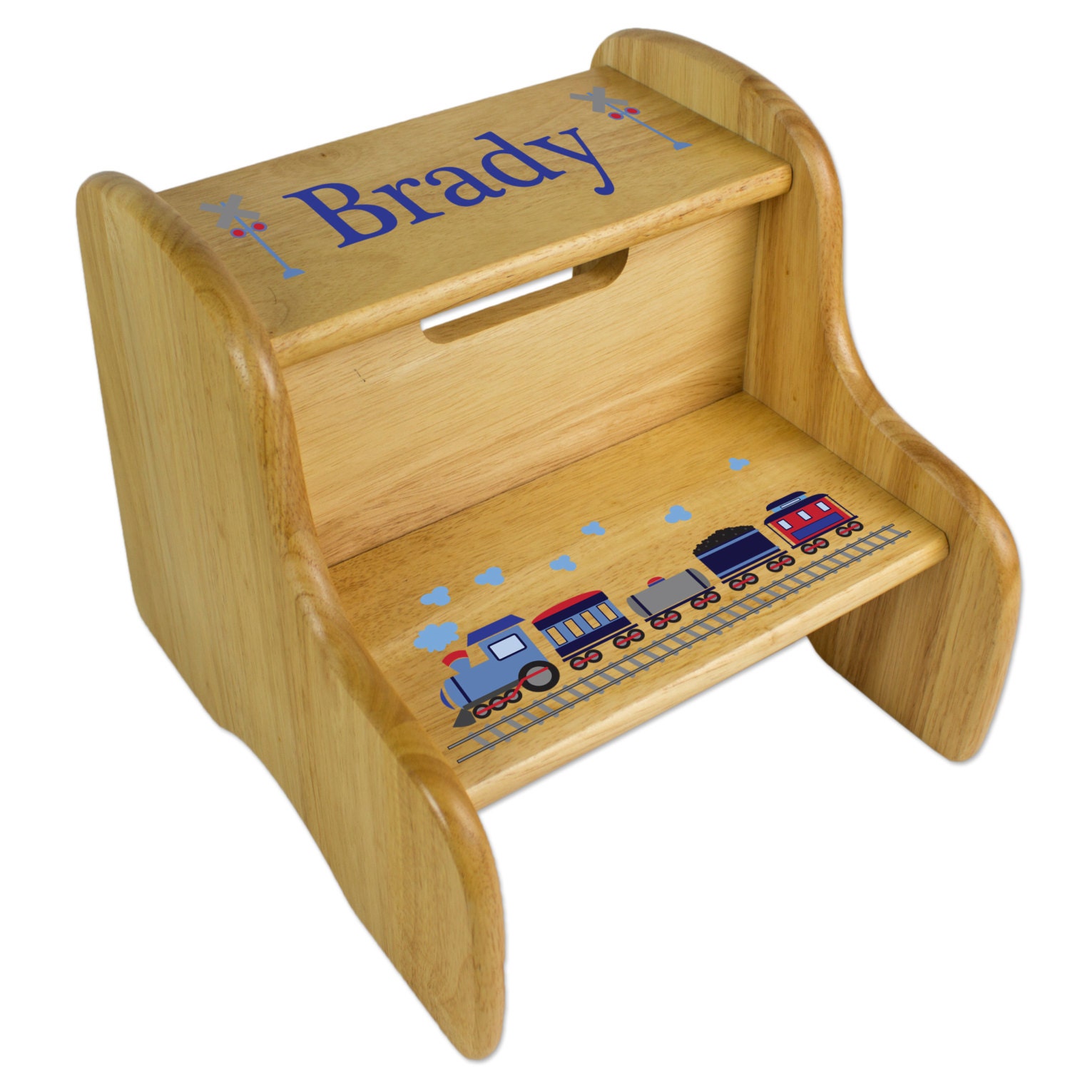 Boy's Personalized Train Step Stool Large Two Steps Stool Etsy