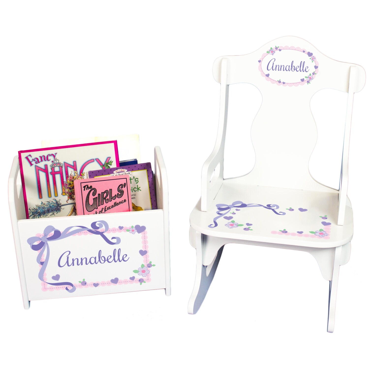 Personalized Childs Rocking Chair & Book Holder Personalized Etsy