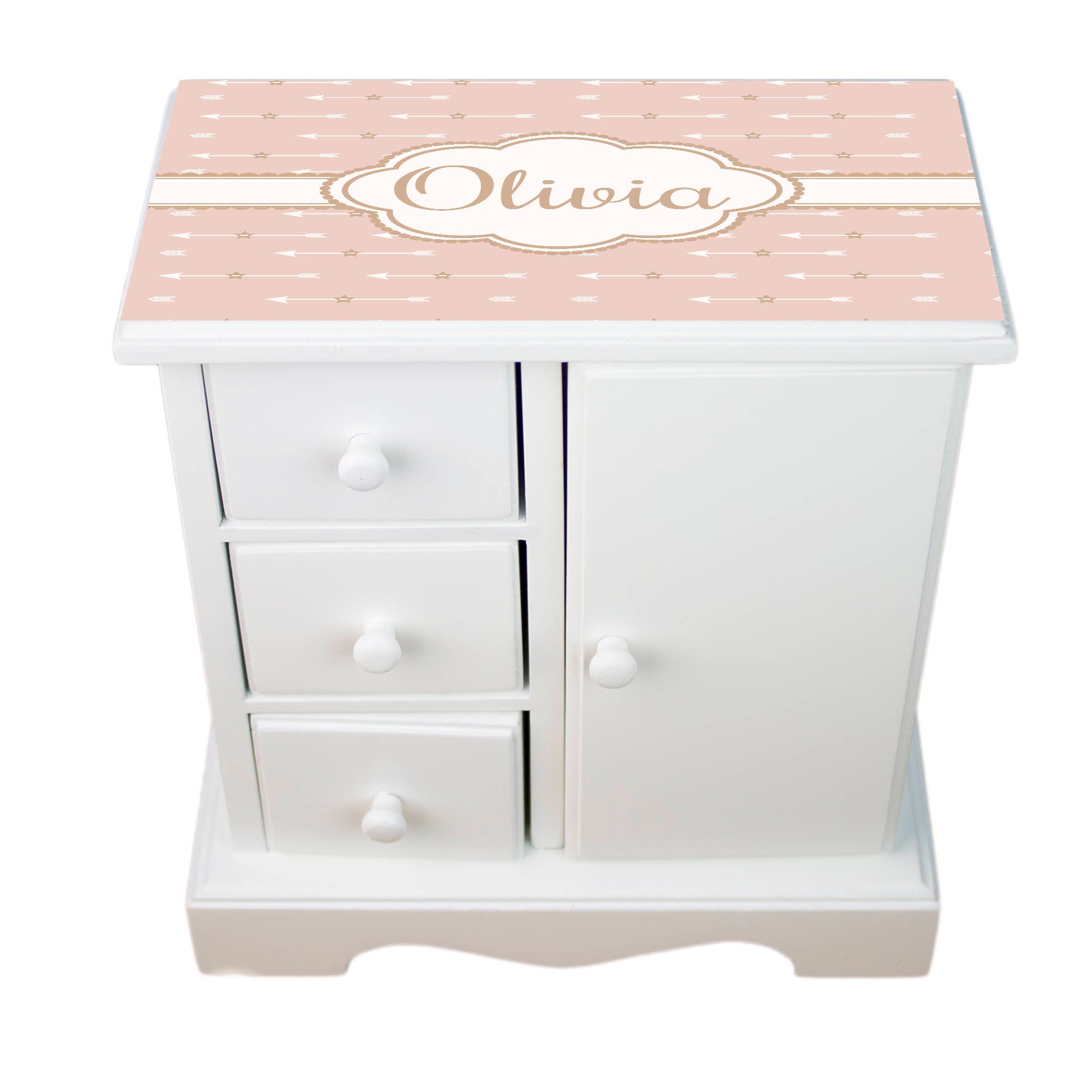 Girl's Monogrammed Jewelry Box Personalized Tall Jewerly Etsy