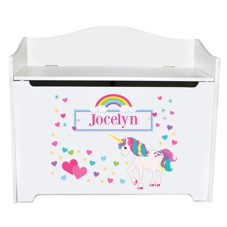 Personalized Unicorn Toy Box Bench Custom Girls Unicorns Bed Etsy