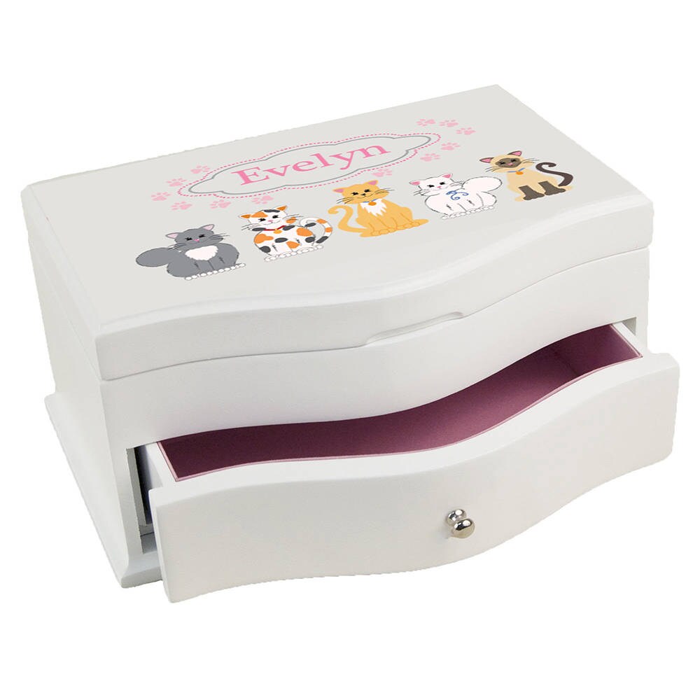 Custom Cat Jewelry Box Personalized Cat Keepsake Box Kittens Etsy