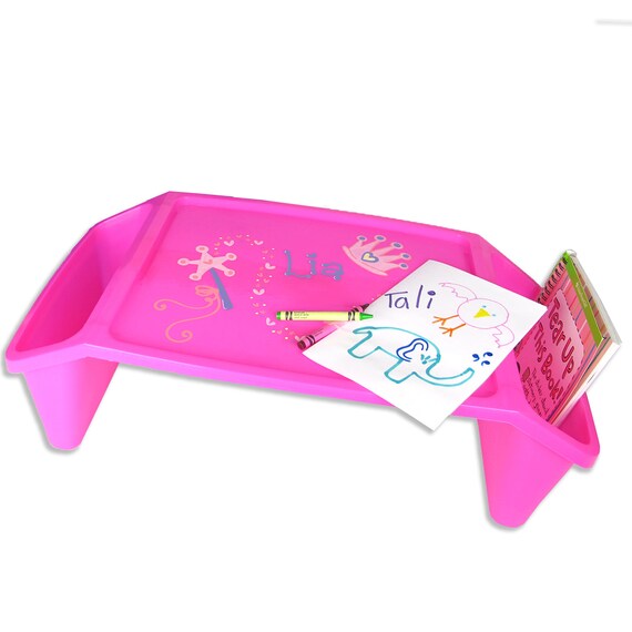 Personalized Lap Trays Girls Plastic Tray Pink Laptray Desk Customized W Hand Painted Design For Car Home Bed Tv Name Floor Lapt Pin