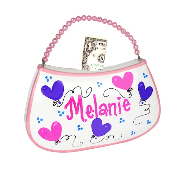 Hand Painted Personalized Purse Bank Easter Gift For Girls Great For Shoe Fund Mall Shopping Fund Custom Purse Banks Ceramic Purban - 
