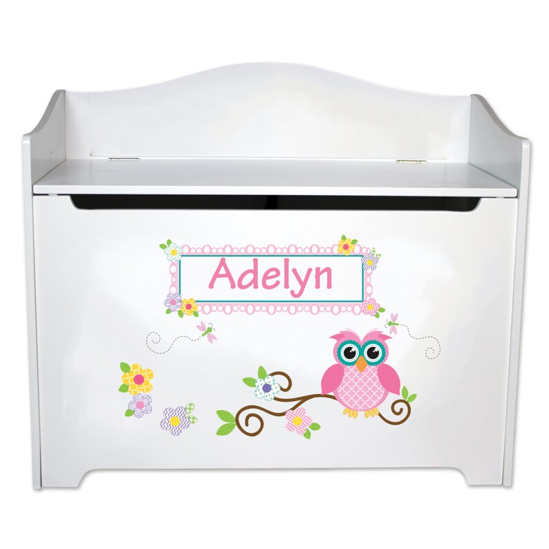 Personalized Owl Toy Box Childrens Toybox Bench Boys Girls Etsy