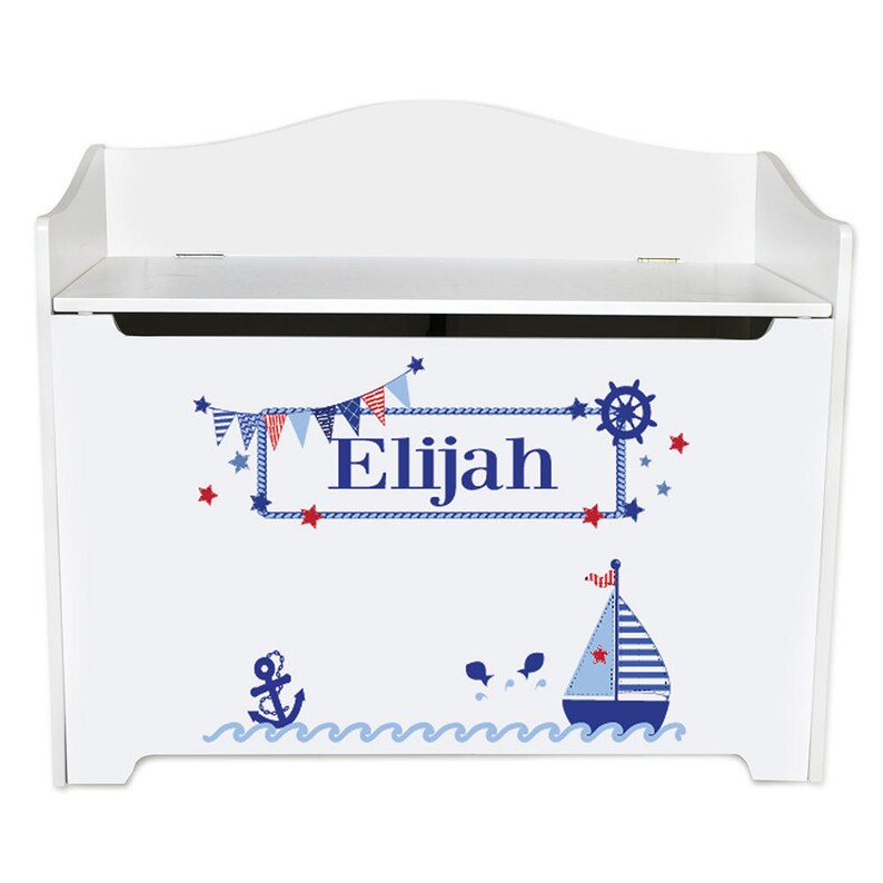 Personalized Boys Sailboat Toy Box Bench Custom Sail Boats Etsy