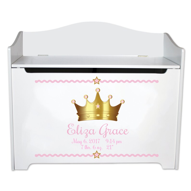 Personalized Toy Box Custom Princess Prince Toybox White Toy Etsy