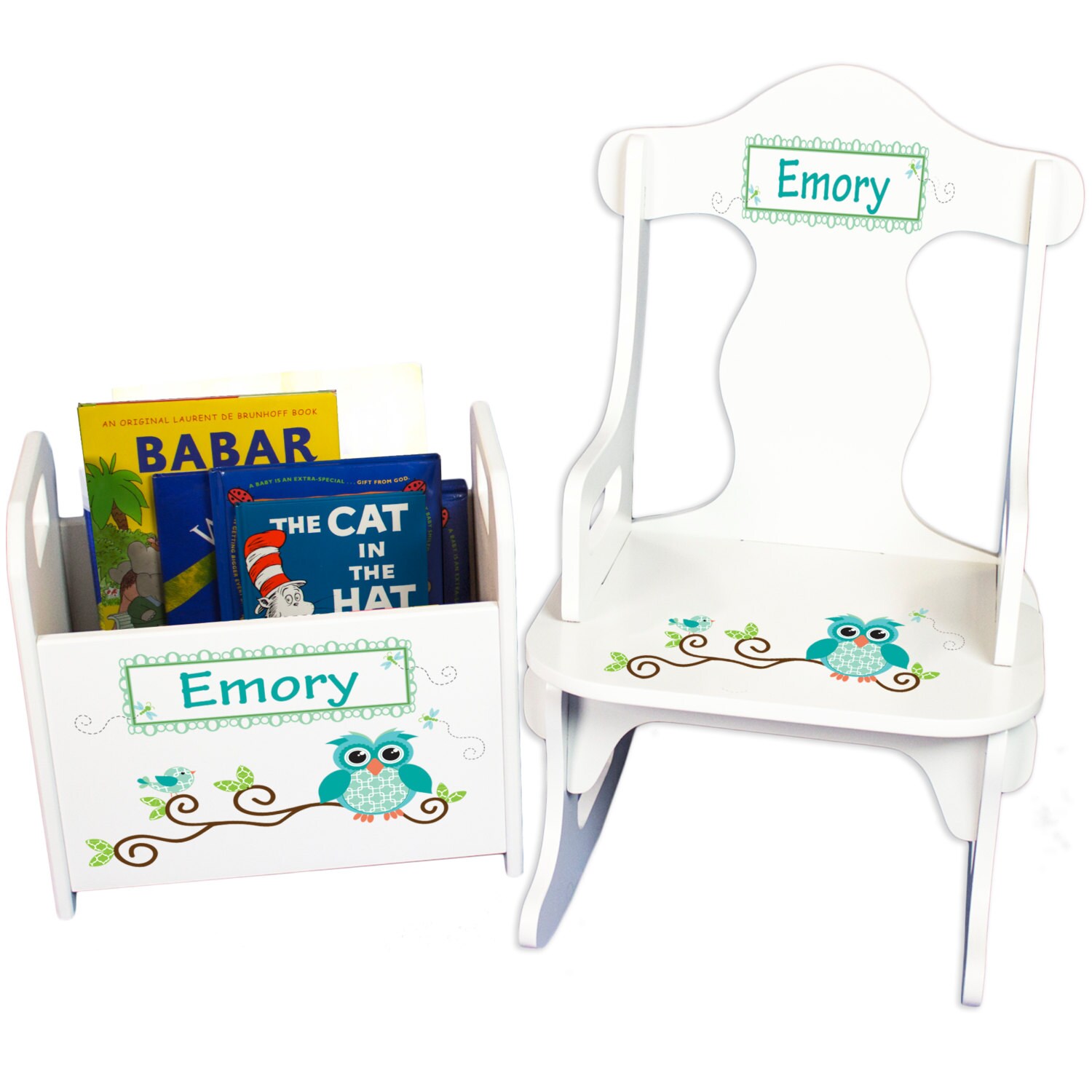 Personalized Childs Rocking Chair & Book Holder Personalized Etsy