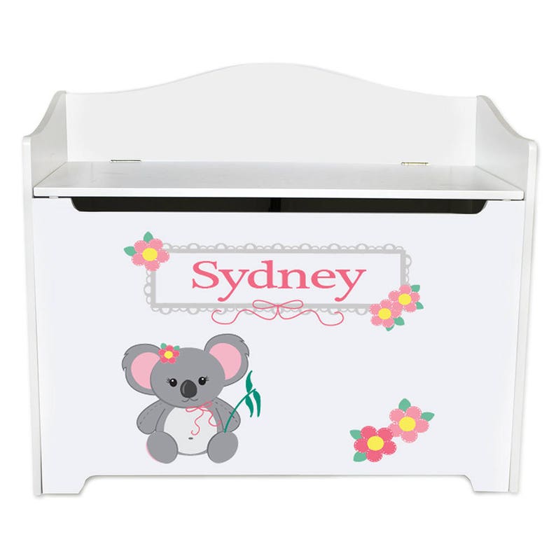 Personalized Koala Bear Toy Box Bench Custom Girl S Toy Etsy