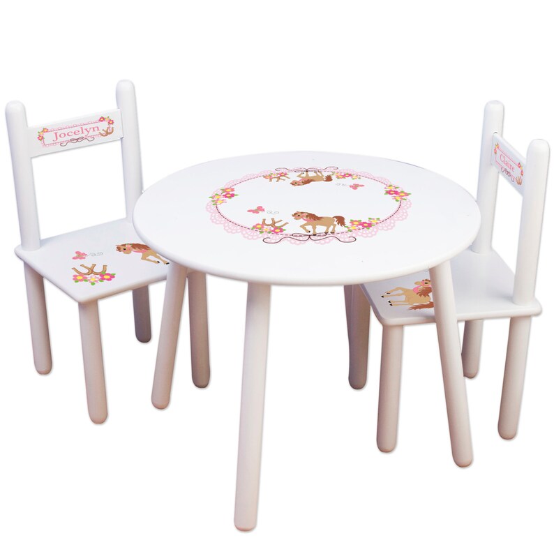 Personalized My Little Pony Table And Chair Set Custom Horse Table Chairs For Pony Bedroom Personalized Horse Gift Horseback Tablesetrnd305