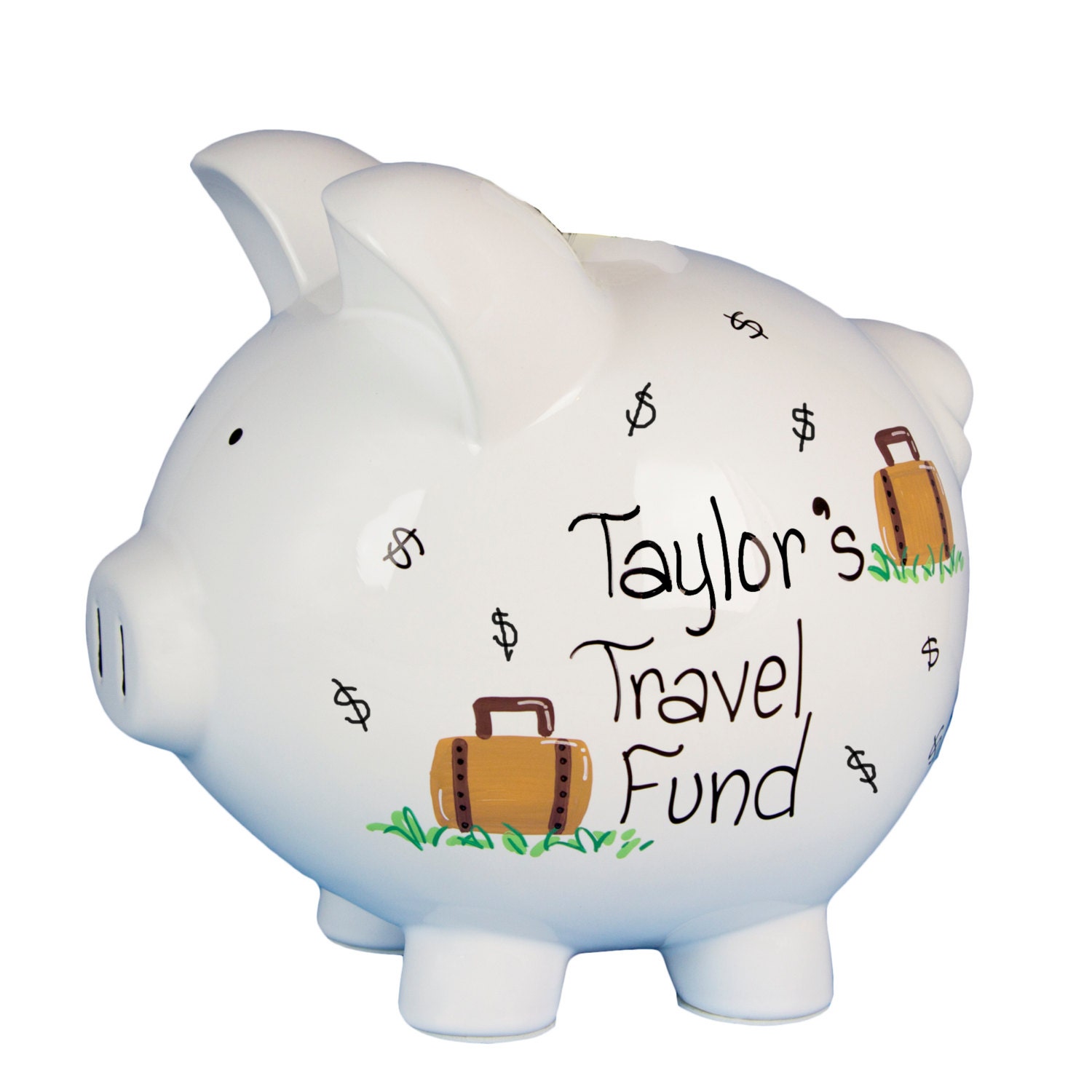 Custom Travel Fund Piggy Bank Hand Painted Personalized Etsy