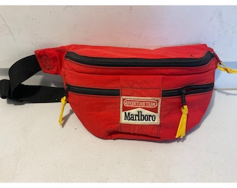Vintage Marlboro Adventure Team Fanny Pack Red Nylon Waist Bag 90s Retro
