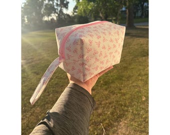 Coquette Rosa Rosettmönstrad Bomullsväska med Dragkedja | Stor Reseväska