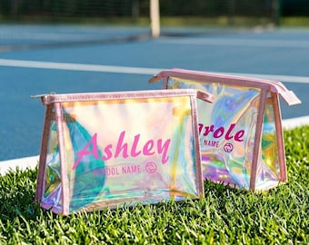 Personalized Sport Makeup Bag: Custom School Mascot Holographic Pouch, Game Day Cosmetic Bag for Cheer Mom, Basketball Mom Gift, Team Spirit