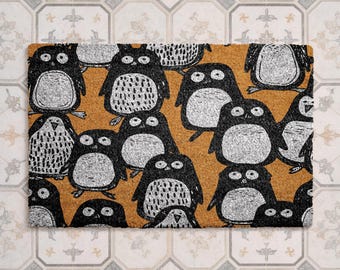 Penguin Doormat, Cute Animal Door Mat, Black and White Bird Welcome Mat, Nordic Style Entry Rug, Quirky Porch Decor, Animal Lover Gift