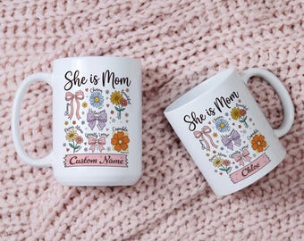 Personalized Mom Mug, Scripture Inspired Mother’s Day Gift, Floral Coffee Mug, Custom Name Gift for Mom, Mothers Day Cup, Mom Prayer Gift