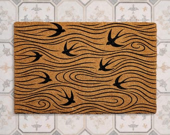 Swallow Bird Doormat, Birds in the Wind Welcome Mat, Minimalist Coir Doormat, Nature Inspired Entry Rug, Outdoor Bird Door Mat Gift
