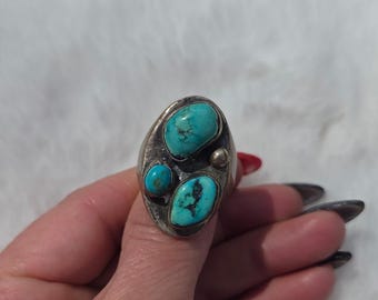 Vintage Old Pawn Navajo Turkos Silverring