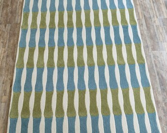 Luxury Blue & Green Geometric Rug for Living Room