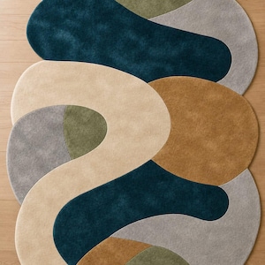 Modern Designer Rug, Abstract Organic Pattern Carpet, Handmade Wool Home Decor Rug
