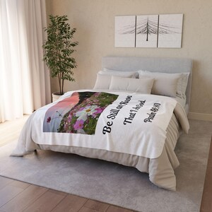 Psalm 46:10 Bijbelvers sherpaworp • Christelijk cadeau voor vrouwen • Geloofsdeken • 2 maten beschikbaar: 50 x 60 en 60 x 80 inch