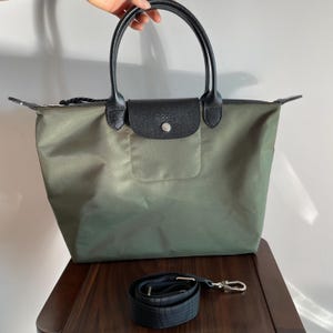 Vintage Bag Medium Tote Top Handle Bag - Khaki Green Recycled Nylon