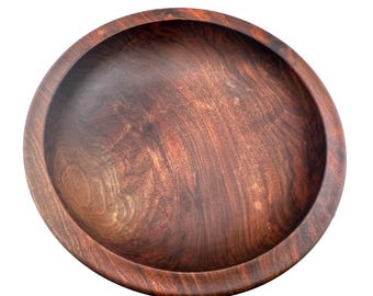 Tigela grande de 33 cm (13") em madeira de nogueira preta torneada à mão, assinada por Lane Phillips Studio Art.