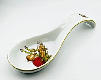 Vtg 70's Rosenthal Netter Ceramic Spoon Rest Vegetables Decor Mushrooms Japan