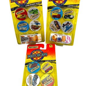 Vtg 1995 Matchbox Cars Matchcaps Pogs Set of 3 Lamborghini Camaro Porsche READ