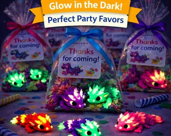 Birthday Party Favors Glow-in-the-Dark Mini Articulated 3D Printed Dragons –  (3/4 Inch)