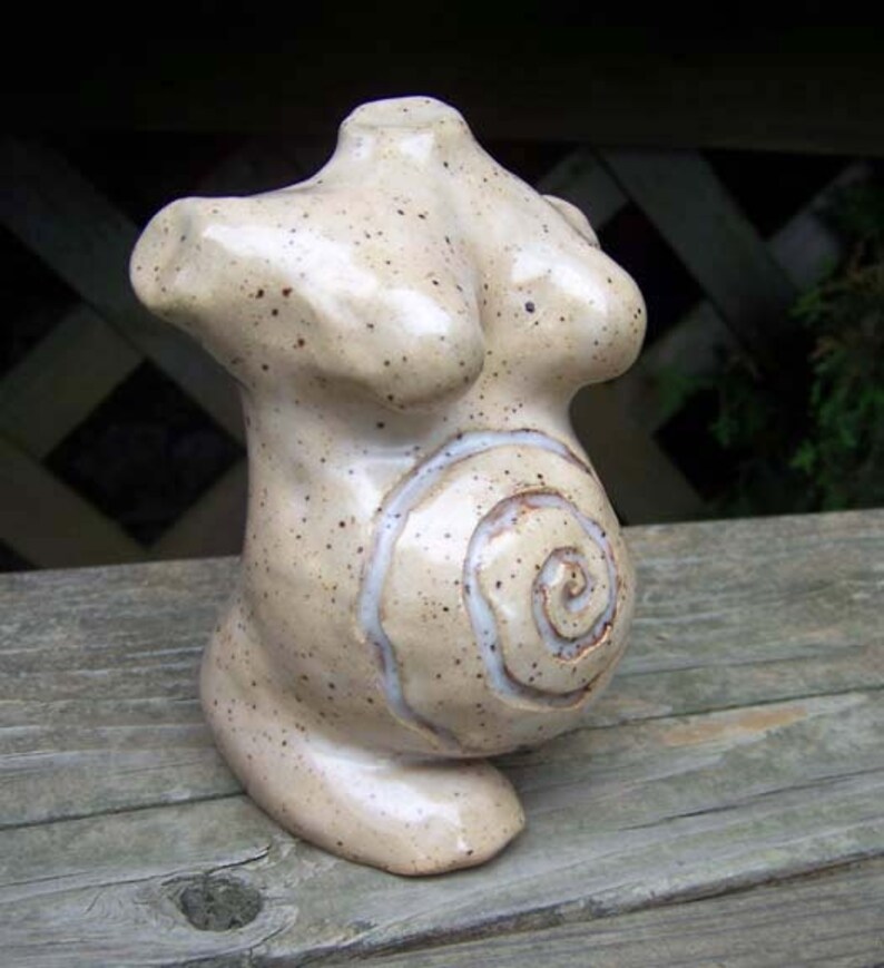 Speckled Cream Belly Sculpture With Spiral Carving Made to - Etsy