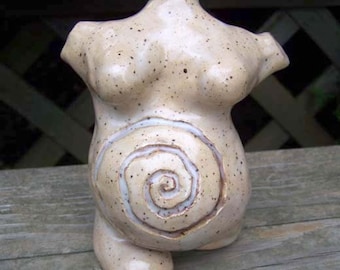 Speckled Cream Belly Sculpture with Spiral Carving - Made to Order