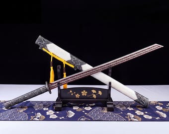 Handmade Japanese Katana Sword, Full Tang 1065 High Carbon Steel Samurai Sword, Gifts for Boyfriends Fathers, Creative Collectibles
