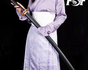 Demon Slayer Tanjiro Sword, Anime Cosplay, Carbon Steel, Sharpened, Full Tang Nichirin Katana