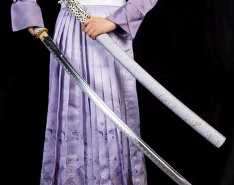 Ghost of Yotei Katana - Gold Accent Floral Blade - Midnight & Dawn Gilding Versions
