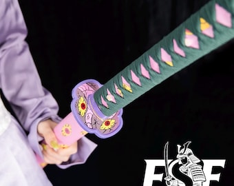 Hand-Forged Kokushibo Collector Katana, Unique Eye Pattern Tsuba, Cosplay Sword, Demon Slayer Replica
