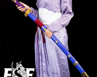 Handmade Japanese Sword, Cosplay, Full Tang, Carbon Steel Katana Purple Saya, Gift for her, Gift for Him