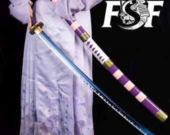Hand-Forged Blue Katana, Fantasy Style Sword, Collectible Display, Full Tang katana, Blue Carbon Steel, special quenching