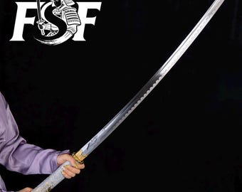 Handmade White Katana,Full Tang High Carbon Steel Japanese Samurai Katana Sword, Perfect for Martial Arts Display