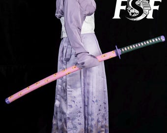 Handmade Anime Inspired Pink Katana Sword, 1045 Carbon Steel Japanese Samurai Katana Sword, Full Tang