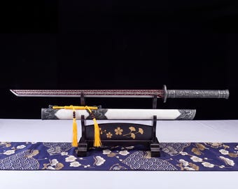 Handmade Red dragon-patterned blade Katana Sword, Full Tang Samurai Sword with Scabbard, Perfect Collectible Gift for Him, Wakizashi Sword