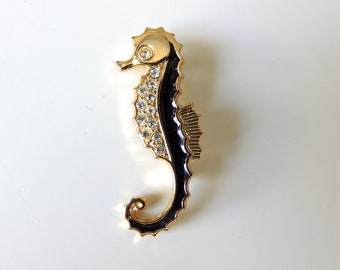 broche vintage, broche d’hippocampe, broche écaillée