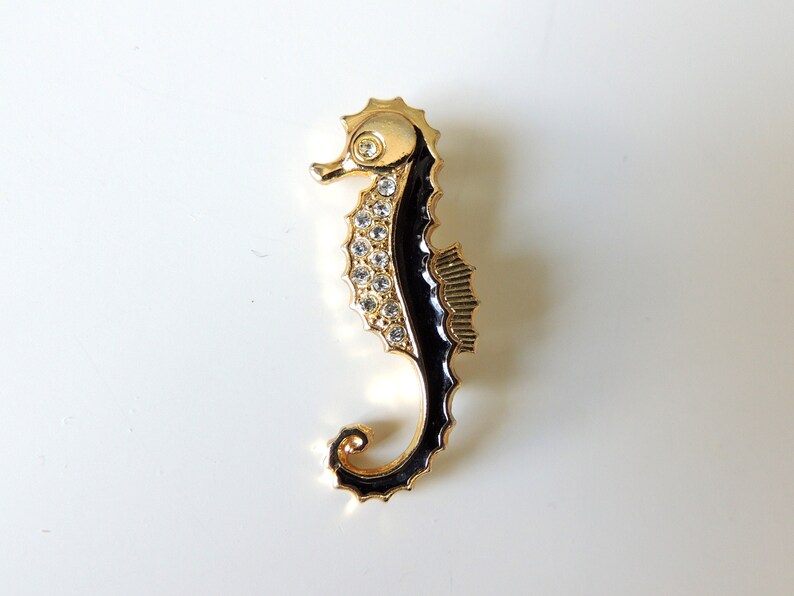 Vintage Brooch, Seahorse Brooch, Enamelled Brooch image 1