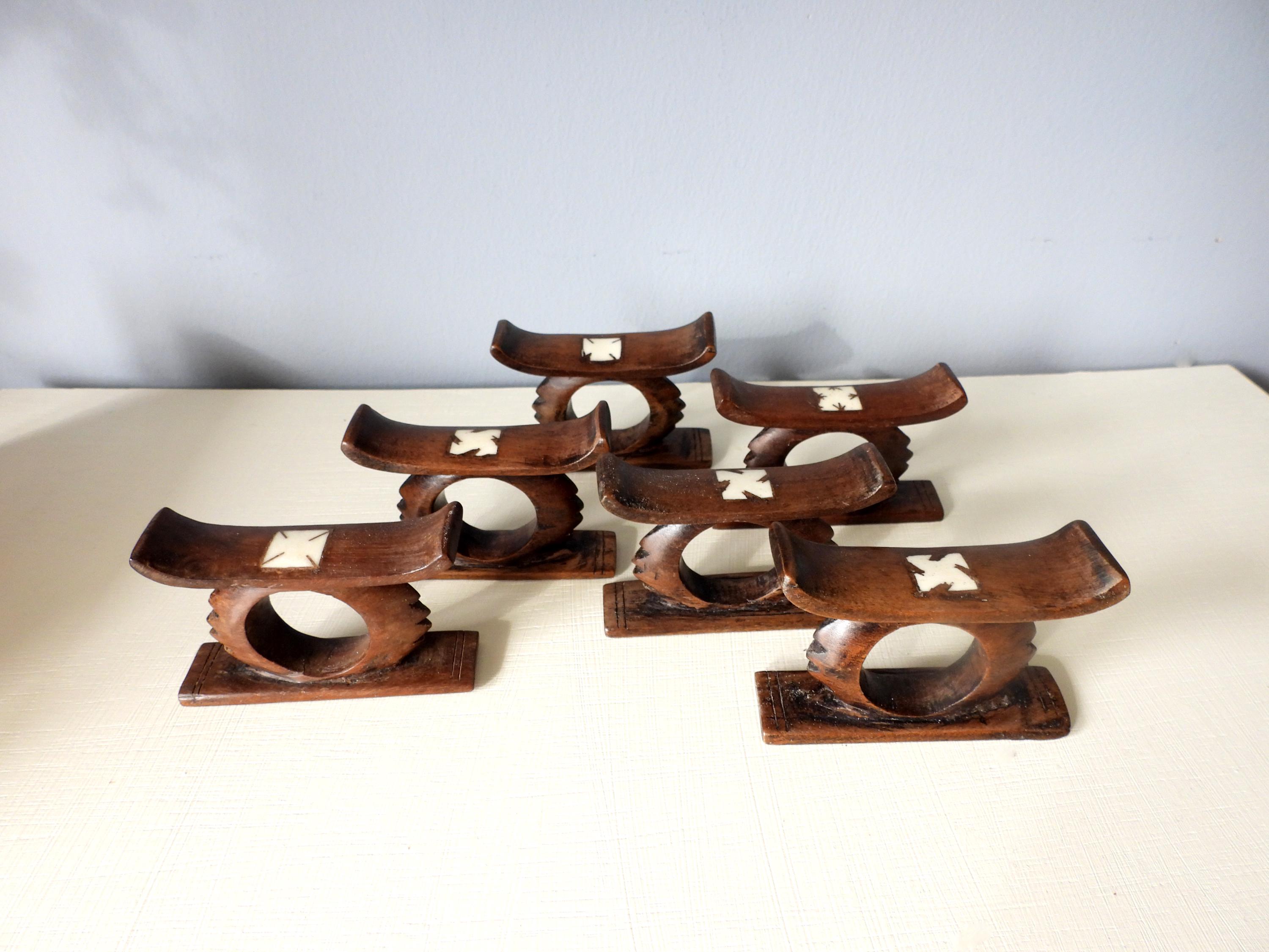 Napkin Rings, 6 Wooden Napkin Rings, Ashanti Stool, Hand Carved ...