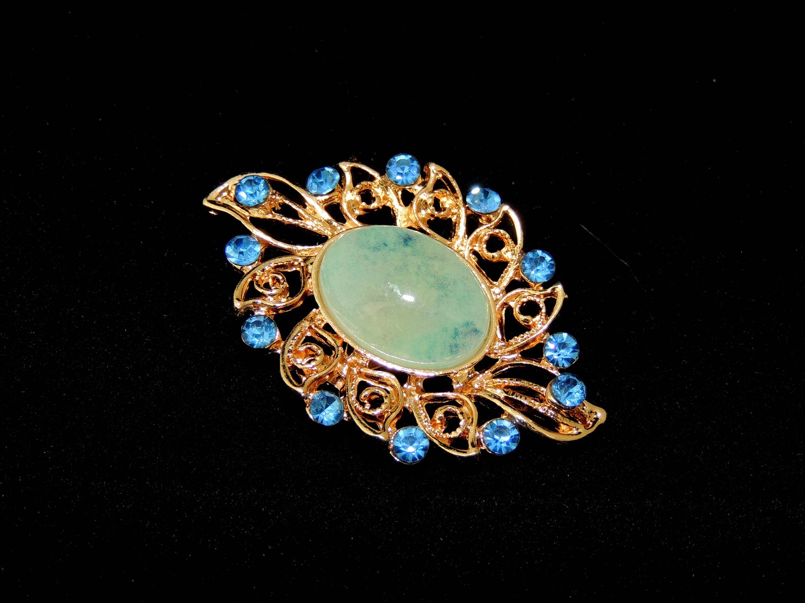 Vintage Brooch Blue Stone Brooch Etsy UK