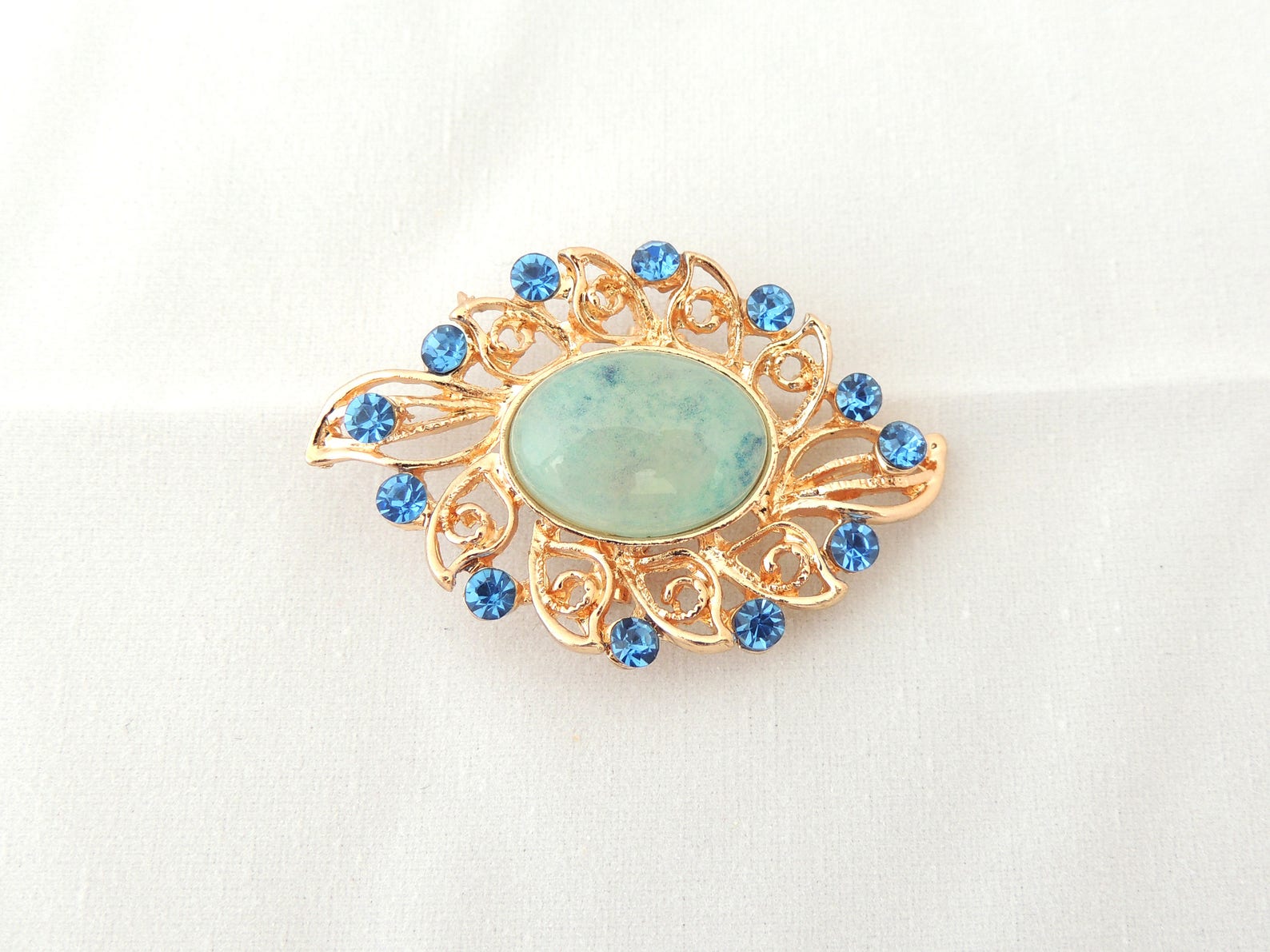 Vintage Brooch Blue Stone Brooch Etsy UK