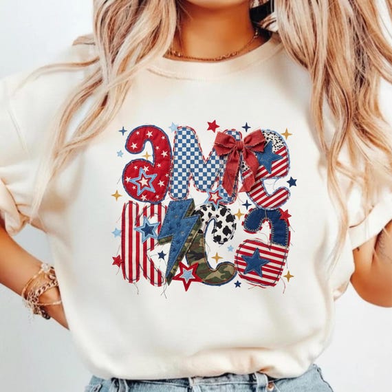 America 4th of July Shirt, Patriotic USA Tee, Red White Blue Shirt, Independence Day Outfit, Cute American Shirt, Women Summer Tee, girl tee