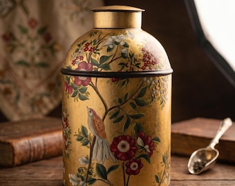 Hand-Painted Gold Leaf Floral Lamp Base | Vintage Luxury Home Decor Accent
